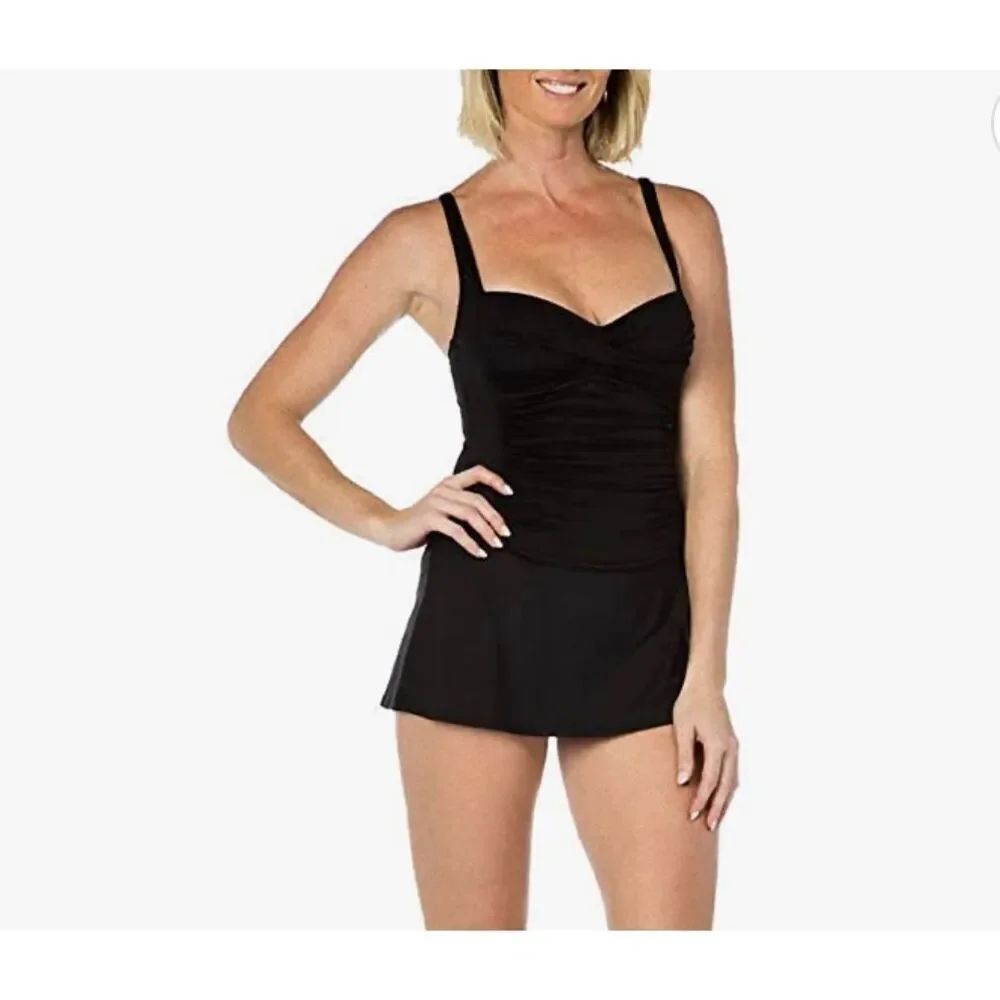 NWT Womens Rose Marie Reid Swimsuit Black Bathing Suit Swimdress - Sz S